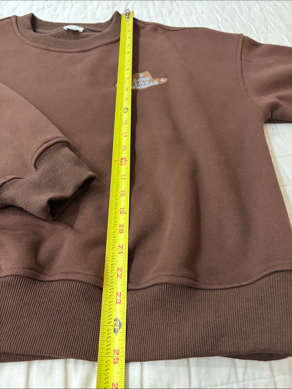 Le Lis Brown Crewneck Sweatshirt with 'Long Live Cowgirls' Patch - Picture 5 of 10